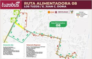 Tuzobús informa sobre desvío en Rutas Alimentadoras