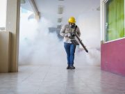 Fumigación masiva en la Presidencia Municipal de Huejutla para prevenir el dengue