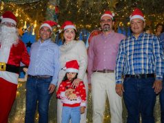 Kristel Rodríguez y Alfredo San Román encabezan encendido del Pino y Villa Navideña en Huejutla