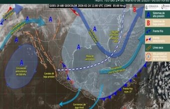 EVENTO DE «NORTE» MUY FUERTE A INTENSO EN EL ISTMO Y GOLFO DE TEHUANTEPEC, ADEMÁS DE CHUBASCOS EN EL SUR, SURESTE Y ORIENTE DEL PAÍS